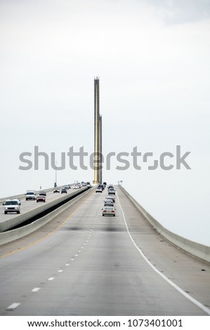 Car traffic on the Sunshine Skyway Bridge, Tampa, USA