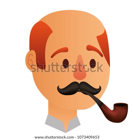 man bald smoking pipe comic character