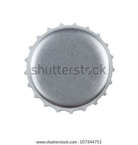 Silver bottle cap isolated on white background with clipping pat Royalty-Free Stock Photo #107344751