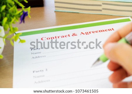contract form on table in office