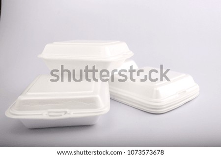 Foam box with white backdrop.