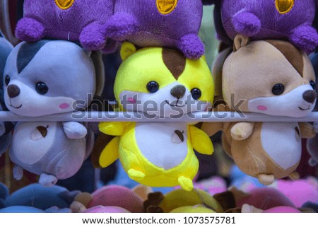 Plush toys stacked together