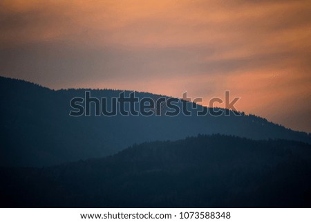 Mountains after sunset