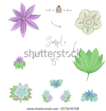 Design flowers floral flowers clip art illustration digital drawing on white background