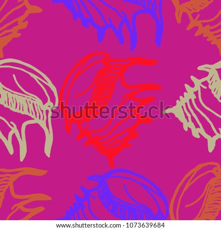 Summer background seamless multicolored clam shell for design.