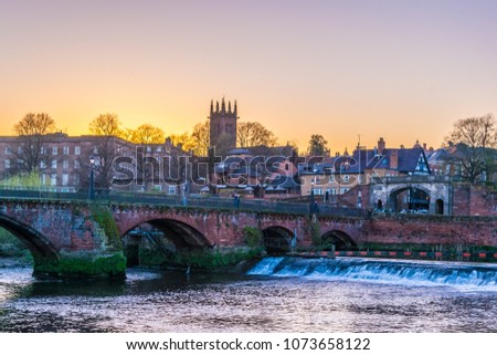 Old Dee bridge in Chester, England
 Royalty-Free Stock Photo #1073658122