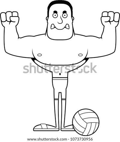 A cartoon beach volleyball player looking angry.