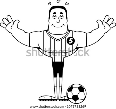 A cartoon soccer player ready to give a hug.
