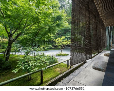 In order to prevent summer heat, traditional Sandalwood suspended from the eaves facing the Japanese garden in Kyoto.