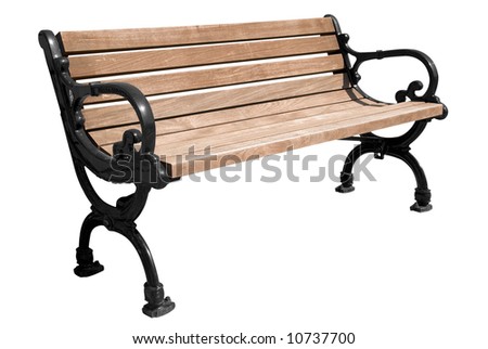 Park bench isolated over a white background Royalty-Free Stock Photo #10737700
