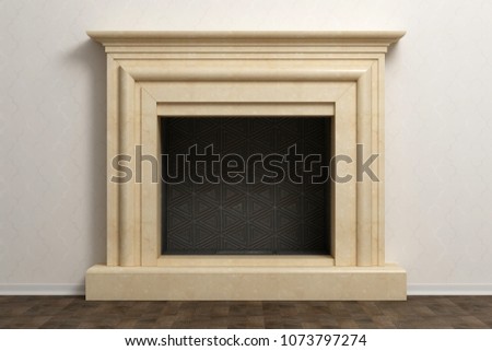 Beautiful fireplace in classical home interior