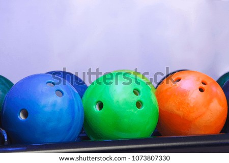 bowling balls on the game panel close-up