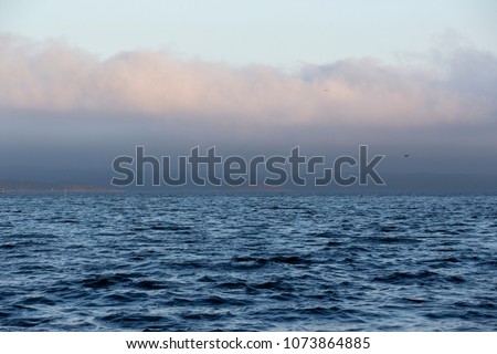 Seascape, waves, dark clouds background