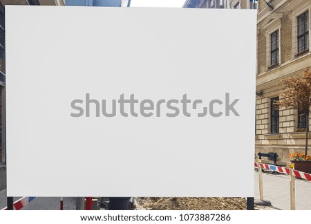Large Urban City White Blank Advertisement Billboard Banner Sign Mock Up.Construction Site.Isolated Template Clipping Path