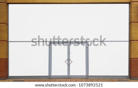 Large Blank Storefront Advertisement Billboard Banner Mock Up..White Isolated Template Clipping Path.