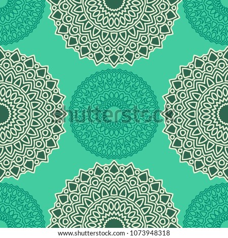 Vintage Wallpaper Rapport. Seamless Ethnic Pattern with Round Zentangles. Abstract Oriental Background with Mandala. Decorative Vintage Print for Fabric and Paper. 