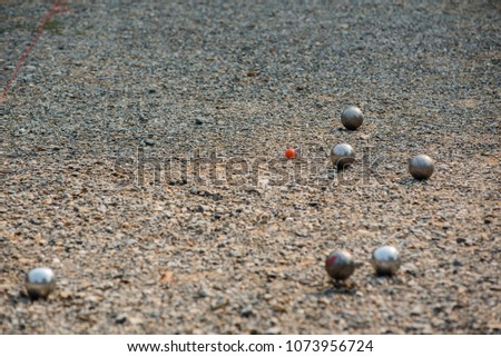 Steel Ball in Petanque Field,Ball for game petanque on sand field.