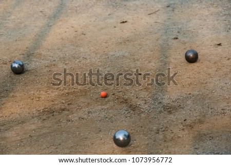Steel Ball in Petanque Field,Ball for game petanque on sand field.