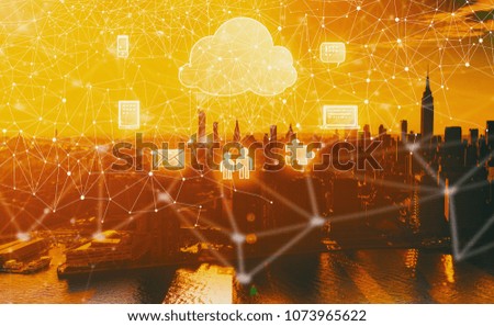Cloud Computing with the Manhattan, NY skyline