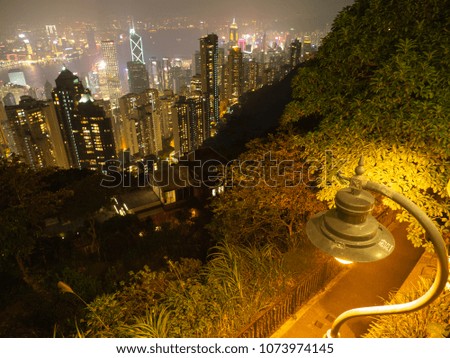 Lamp in the night light in Hong kong