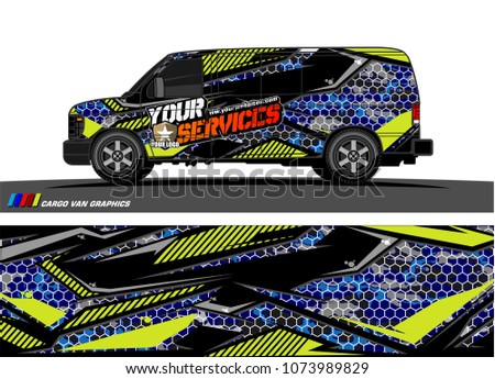 Cargo van graphic vector. abstract racing shape with modern camouflage design for vehicle vinyl wrap 
