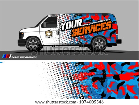 Cargo van graphic vector. modern camouflage with grunge effects design for vehicle vinyl wrap 
