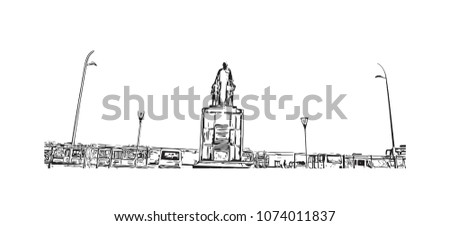 Chennai, state of Capital in Tamil Nadu, India. Hand drawn sketch illustration in vector.