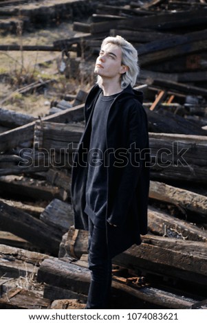 Portrait Of Androgynous Young Man Black And White Images And