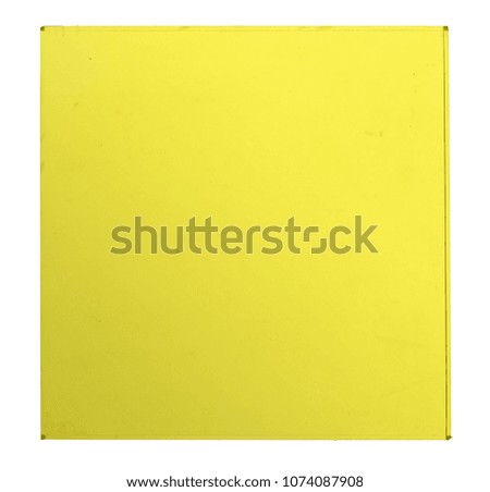 Yellow translate glass box isolated with clipping path.