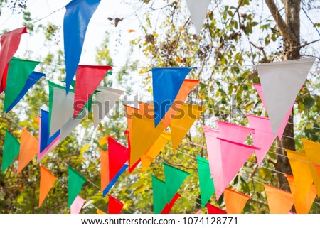 Colorful bunting in outdoor summer festival