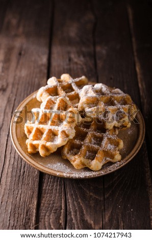 Sugar waffles product photo, food photography, food stock, place for advertisment