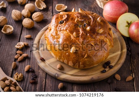 Czech cake chrismas celebration, delish cake with nuts and walnuts, food photography, food stock, food advertisment