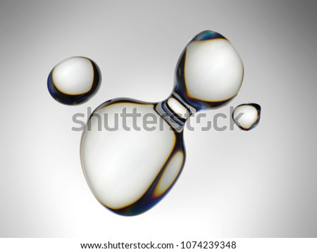 3d render, abstract water drop shape, wet background, macro bubble, microbiology, cell, loop, isolated design element