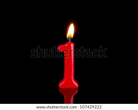 Birthday-anniversary candles showing Nr. 1 Royalty-Free Stock Photo #107429222
