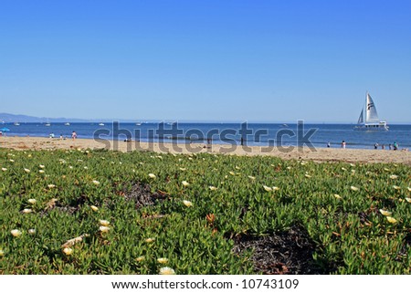 Santa Barbara, California beach front and Pacific Ocean