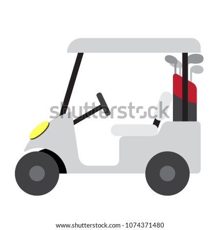 Golf Cart transportation cartoon character side view isolated on white background vector illustration.
