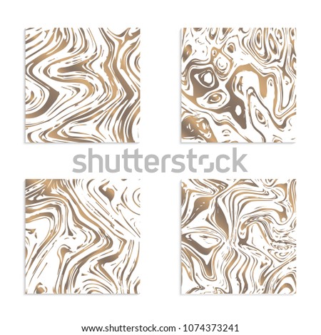 Set of square abstract marble texture backgrounds for product design. Modern ink. Vector illustration. Fashion textiles, fabric, packaging. Vector.