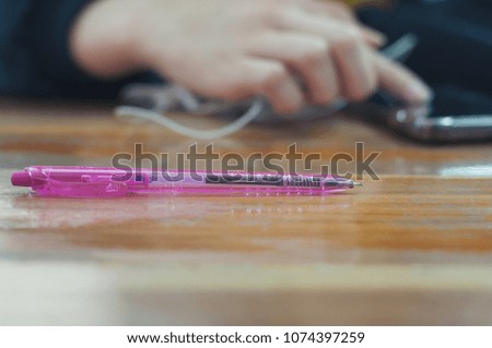 Pink Pen Put on the table 