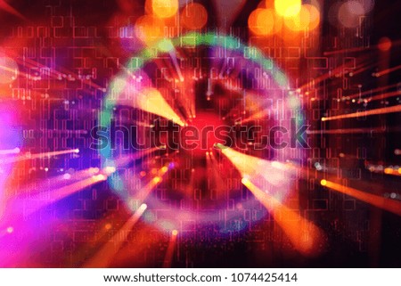 Abstract science fiction futuristic background . lens flare. concept image of space or time travel over bright lights