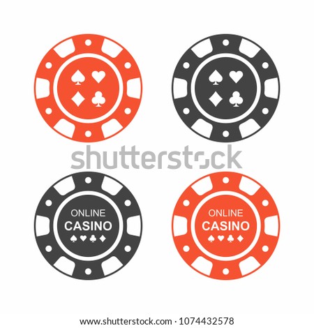 Set of casino chips. top view