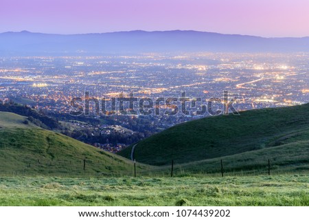 Silicon Valley Twilight. Sierra Vista Open Space Preserve, San Jose, Santa Clara County, California, USA.