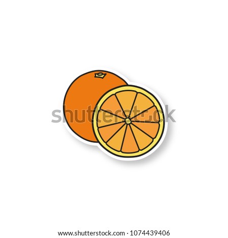 Orange patch. Color sticker. Vector isolated illustration