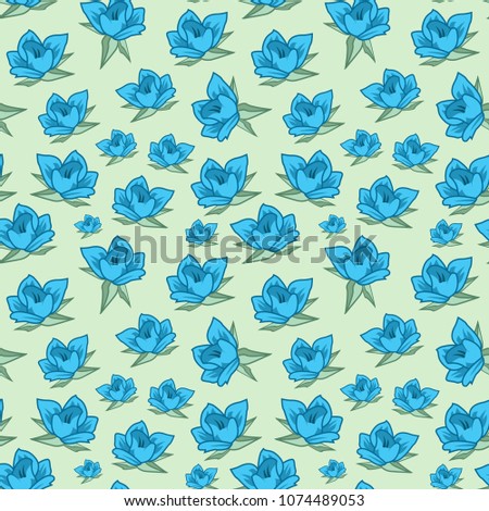 Flower Blue Seamless Pattern