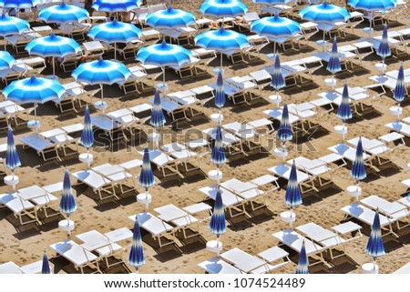 Mediterranean beach during hot summer day.