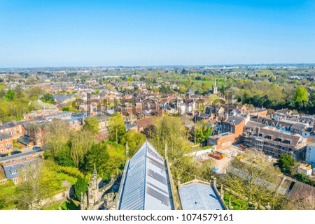 Aerial view of Warwick, England
