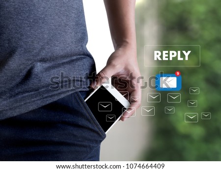reply the message email on computer Businessman is working to important reminder