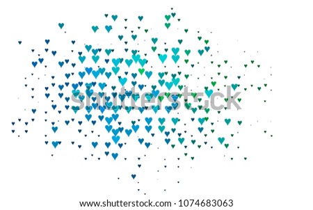 Light Blue, Green vector abstract lovely pattern with Hearts on white background. Happy Valentine's Day Greeting Card with small hearts. Stock template for your romantic ad, leaflet, banner.