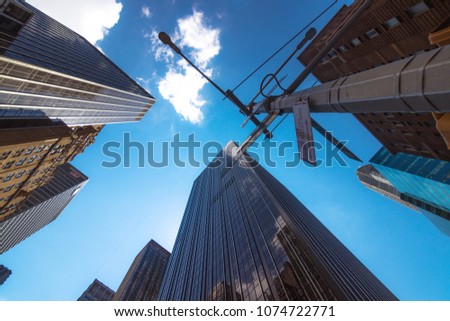 A unique point of view of a New York city street.
