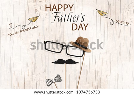 Happy Fathers Day template greeting card. You are the Best Dad. I love you. Fathers day Banner, flyer, invitation, congratulation or poster design. Father's day concept. Vector illustration. Royalty-Free Stock Photo #1074736733