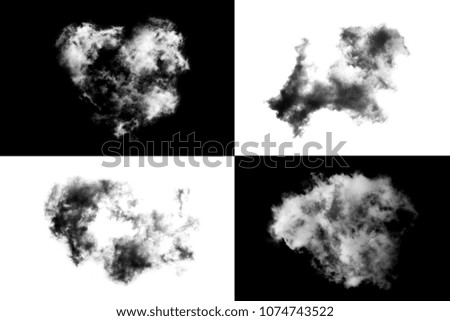 White cloud isolated on black background,Textured smoke,brush effect
